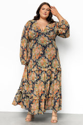 Bowman Deep V Maxi Dress | Navy Floral